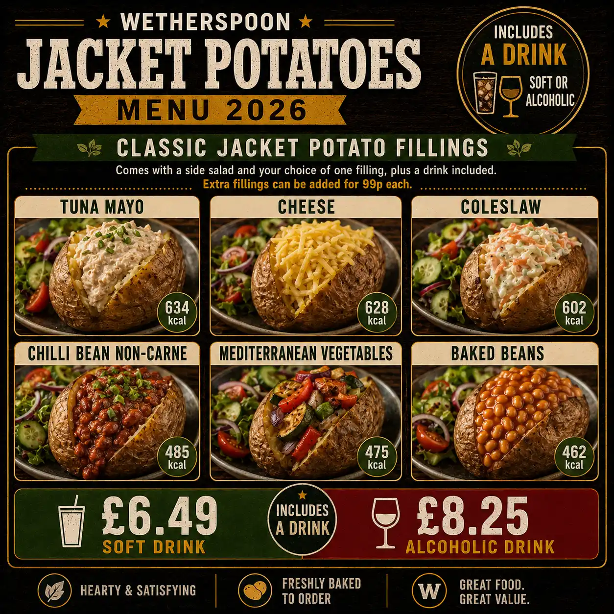 Classic Wetherspoon jacket potato with fillings